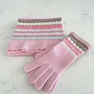 Marks & Spencer Wool & Angora Scarf + Gloves 2 Piece Set Pink Multi Sz OS NWOT